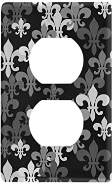 Marble Granite Agate Black Grey Paint Triangle Tile Silver Lines Duplex Outlets Print Toggle Wall Plate, Switch Plate Cover for Living Room Bedroom Bathroom Office and School