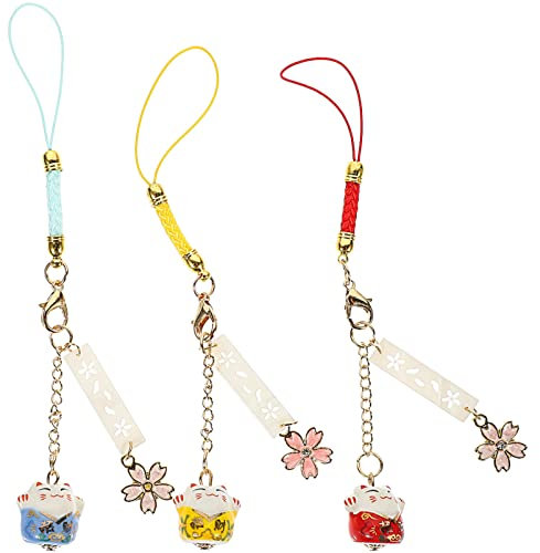 3st Glückliches Katzenhandy Hängt Schlüsselbund Schlüsselanhänger Für Rucksäcke Glücklicher Katzenanhänger Glückskatzen-anhänger Handyanhänger Transport Lanyard Mädchen Stoff