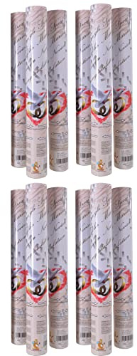 Set 12 Party Popper Tube Cannon Skjuter Konfetti Bröllop (40 cm), vit