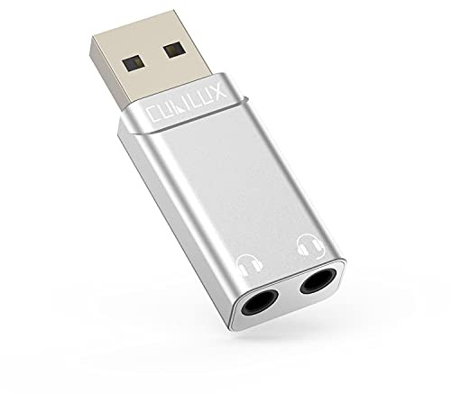 Cubilux USB A Kopfhörer Splitter auf 2X 3,5 mm, 96kHz/24Bit DAC, TRRS | USB Audio Verteiler mit zwei 3,5 mm TRRS Buchsen zum Teilen an Lenovo, HP, Dell und Asus Laptop oder PC