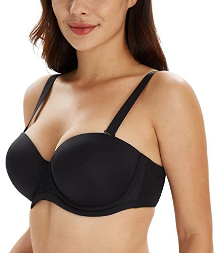 Lemorosy Multiway Contour Strapless Bra Women's Plus Size Full Coverage Underwire(Black,36F)