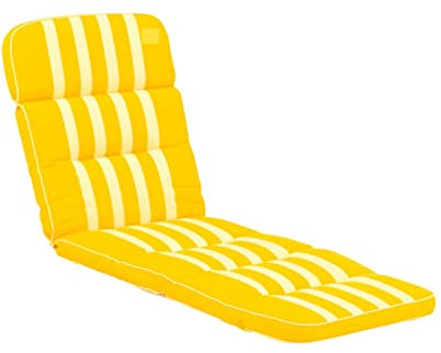 KETTtex EXKLUSIV Auflage Rollliege Gelb gestreift I Gartenliege Polster 200x65x9cm I KTH3 Liegenauflage weich & robust I atmungsaktive Liegestuhl-Auflage I UV-beständiges Liegekissen I Dessin 8586