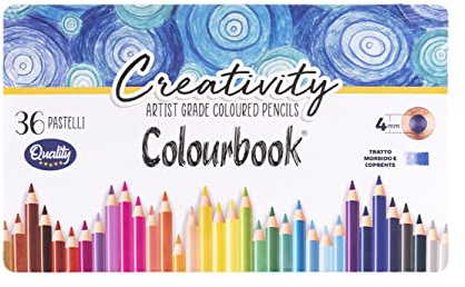 Colourbook Box 36 Matite a Pastello Artist Grade - Colori Assortiti con Mina 4mm Antirottura in Legno FSC, Tratto Morbido e Coprente per Disegno