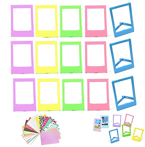 15pcs Polaroid Mini Cadre Photo+ 40pcs Autocollants d'album Photo 8.9 * 5.7 cm Mini Cadre Photo Set d'accessoires coloré pour Mini Appareil Photo Compatible avec Instax Mini 11/Mini 9usww