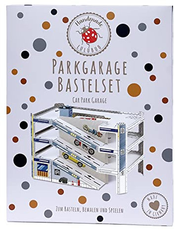Lulubug Parkhaus für Kinder, 3D Bastelset | 68 Teile, Stecksystem, aus stabiler Wellpappe | Parkgarage Basteln ohne Kleben und Schneiden, Spielset zum Selber Basteln