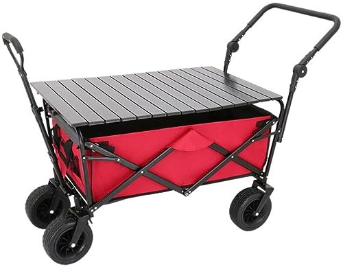 Festival Trolley Camping Trolley Garden Trolley Outdoor Folding Utility Wagon With Table Folding Wagon Cart Utility Garden Trolley Rolling Shopping Trolley Beach Trolley Folding Trolley With Wheels (