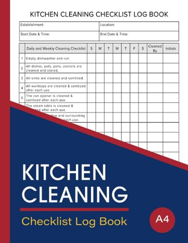 Kitchen Cleaning Checklist Log Book: For Commercial Restaurants, Cafes, and Catering Services