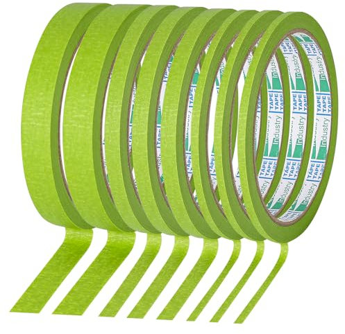 KALIONE 8 rollos de cinta a rayas, 1/8, 1/4, 1/2 pulgadas, cinta adhesiva fina para pintores, cinta verde a rayas, cinta de enmascarar cinta de pintura para pared, tablero de bricolaje, pintura