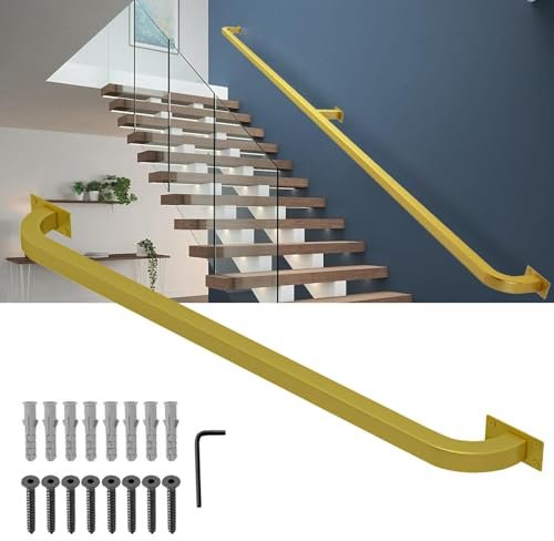 Corrimano per scale per interni ed esterni 1m 1.5m 2m 2.5m 3m Kit ringhiera in ferro battuto, tubo industriale in metallo Ringhiera a mano Montaggio a parete Maniglione di sicurezza Supporto per poggi