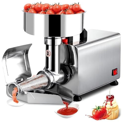 QUTBAG Macchina per Passare Il Pomodoro elettrica Commerciale, macinatrice elettrica per Alimenti da 370 W, spremiagrumi per Frutta in Acciaio Inossidabile per Conserve di Salsa di purea di Pomodoro
