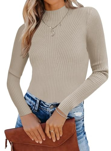 Famulily Long Sleeve Turtleneck Sweaters for Women, Basic Solid Autumn Winter Pullover Jumper Tops