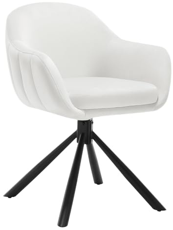 WOLTU 1 x matrumsstol, roterbar, köksstol, snurrstol, sammetsstol matsal, fåtölj, vardagsrum, stoppstol med armstöd, metallben, loungefåtölj, ergonomisk, krämbeige, EZS05cm-1