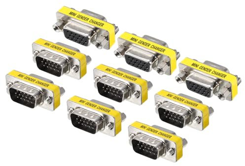 sourcing map Conector VGA Acoplador de Género VGA 15 Pines Macho a Macho/Macho a Hembra/Hembra a Hembra Adaptador VGA para Extensor de Cable, Pack de 9