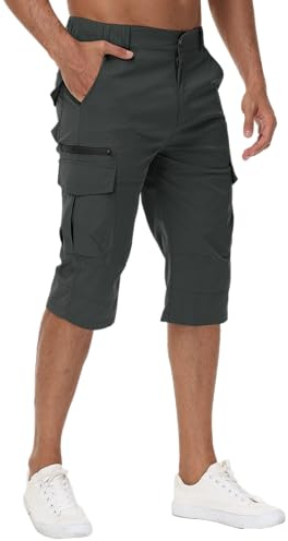 LVCBL herr 3/4 cykelbyxor snabbtorkande utomhus vandringsbyxor sommar shorts M-3XL