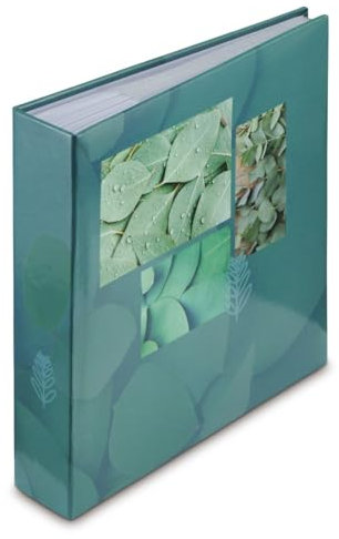 Hama Fotoalbum Einsteckalbum Nature (Memoalbum für 200 Fotos im Format 10x15cm, Fotobuch mit 100 Seiten, mit Beschriftungsfeld, Folientaschen, Platz für Speicherkarte, laminierter Kunstdruck) Grün