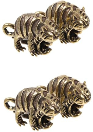 TOPBATHY 4stücke Vintage Messing Tiger Schlüsselanhänger Kreative Tiger Figurinen Schlüsselanhänger Für Taschen Rucksäcke Und Einzigartige Zodiak Deko Für