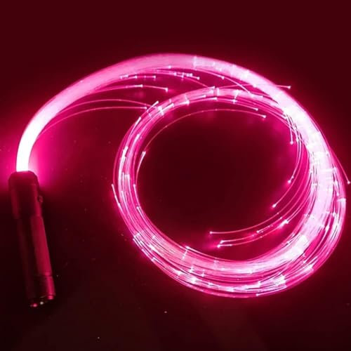 LED-Glasfaser-Peitsche, wiederaufladbare Glasfaser-Tanzpeitsche mit 360°-Drehung in 7 Farben und 4 Leuchtmodi, verwendet für Partys für Performance-Partys (Farbe: Pink)