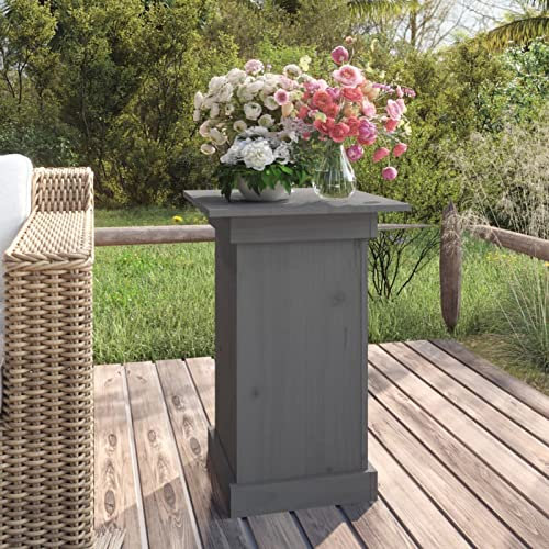 Homgoday Casa Mobilia Portafiori Grigio 40x40x60 cm in Legno Massello di Pino, Portafiori da Esterno, Scaffale Piante Esterno, Portafiori da Balcone, Scaffale per Piante da Interno, Porta Piante