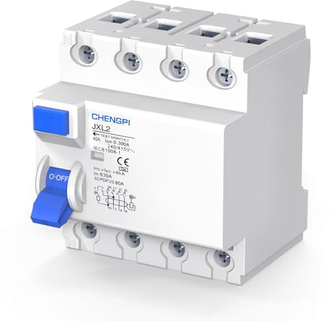 CHENGPI Disjoncteur Différentiel, Interrupteur Différentiel Type A, 40A, 300mA, 4P