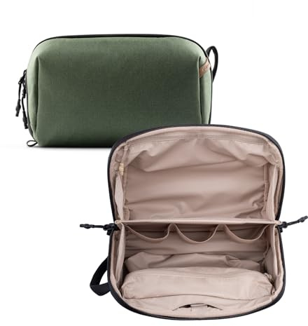 PGYTECH Trousse de Toilette Voyage, Pochette de Rangement, Vert | Tissu Imperméable, Séparation Sec & Humide, Crochet de Suspension, Rangement Multi-Poches, Étui Compact Voyage