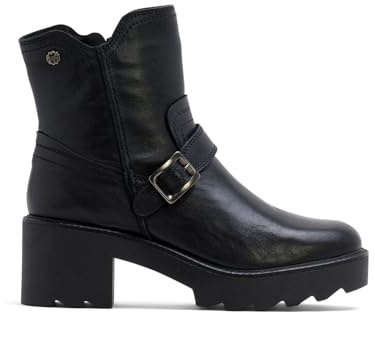 Porronet Botines De Piel con Cremallera Negra Malia