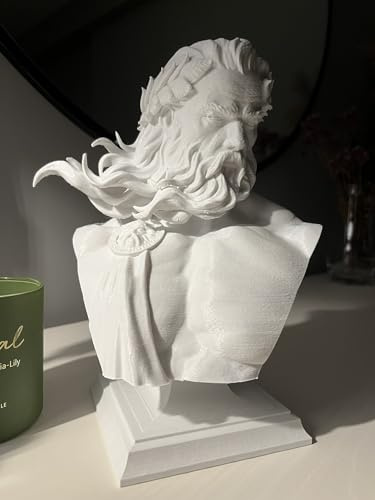 Zeus-Skulptur, griechische Mythologie, Gott, Zeus-Statue, dekoratives Objekt, Bücherregal-Konsolendekoration, Zeus-Büste 25 cm (weiß)