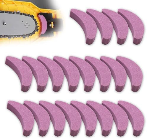 Lot de 20 affûteurs portables pour tronçonneuse - Pierre à aiguiser spéciale - Pierre à aiguiser en forme de demi-lune - Pierre à aiguiser universelle (20p)