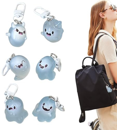Generisch Luminous Ghost Keychain, Keychain, Resin Keyring, Ghost Key Holder, Backpack Charm, Earphone Charm, Portable Keycha Ghost Anime Keyring Decor Pendant For Phones, Purse, Bag, Hand Bags