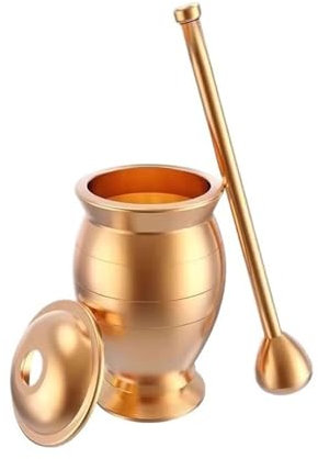 XDAWQP Cuenco de mortero, Recipiente para machacar, Cuenco con Forma de Anillo, mortero, triturador de ajo, Molinillo de Cocina, Cuenco de Cobre Liso para moler, mortero y Maja,，One Color-Medium
