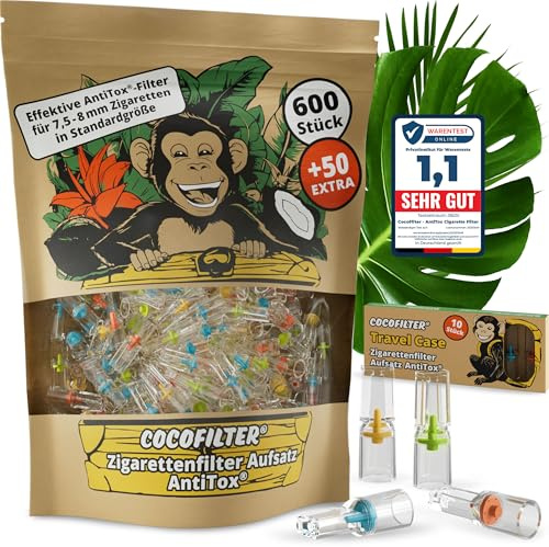 CocoFilter® cigarettfilter fäste AntiTox [600 + 50 anti tjära filter]