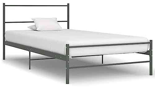 MOBCANT Bettgestell, Futonbett Tagesbett Bettrahmen Doppelbett Geeignet für Schulen Schlafzimmer Gästezimmer Wohnungen Grau Metall 100 x 200 cm