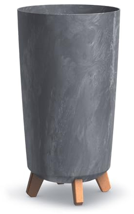 Tymar stora ytterkrukor med fötter, blomkruka, stor blomkruka, blomkruka, blomkruka, matta, planteringskruka för utomhus- och inomhusbruk (2-pack) betong Marengo; höjd 44,5 cm/ø 24 cm)