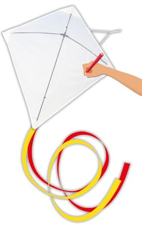 Günther Flugspiele 30120 - Aquilone monofilo Paint Your Kite, 4 pezzi, ciascuno di circa 69 x 69 cm, aquilone per bambini da dipingere, giocattolo a partire dai 4 anni, con maniglia e cordicella