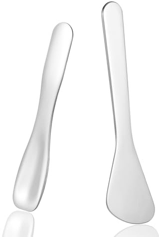 2PCS Face Spatula, Mini Skincare Lotion Cosmetic Spatulas for Skincare Creams, Makeup Mask Applicator Mixing and Sampling Eye Cream (Silver)