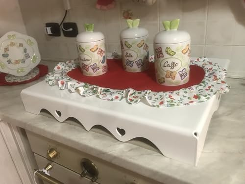 Generico SHABBY DESIGN – Coprifornelli in Plexiglass Trasparente o Colorato | Protezione Piano Cottura | Su Misura (Bianco Lucido, Fascia 5 – da 68 a 75 cm)