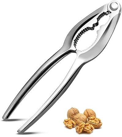 STL Nutcracker, Heavy Duty Stainless Steel Nut Cracker with Non-Slip Grip Handle, Nut Opener Tool for Walnut, Hazelnut, Almonds, Pecan - Nut Crackers for All Nuts, Seafood Shell Cracker