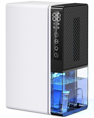 Dehumidifiers for Home Damp 2800ML Quite Dehumidifiers for Bedroom, Portable Bathroom Dehumidifier, 24H Timer, Automatic Shutoff, 7 Colorful LED, Small Dehumidifier for Drying Clothes（900ML/24H）