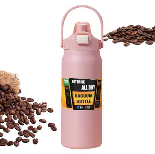 Bottiglia isolante, 1500 ml, borraccia in acciaio , con isolamento sottovuoto, con cannuccia, per adulti, donne, uomini, scuola, sport, casa, viaggi, caldo, freddo,