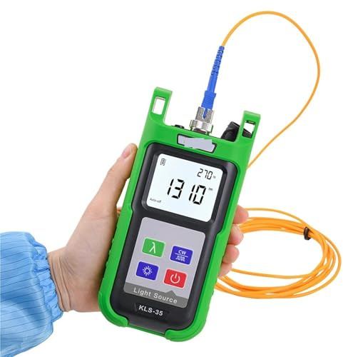 VCHICS Tester per cavi in ​​fibra ottica, Tester for fibra ottica con sorgente luminosa KLS-35 FTTH, strumenti portatili for autocalibrazione(KLS-35-P)