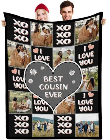 Muewent Individuelle Decke mit 9 Bildern und personalisiertem Text, ideal für Freundin, Freund, Ehemann oder Ehefrau, als bedeutungsvolles Beziehungsgeschenk