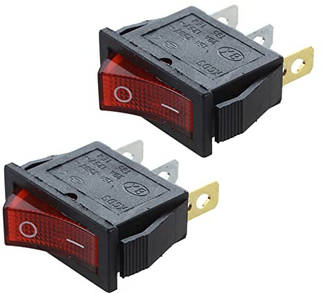 Amigocee 2X Interrupteur a bascule ON OFF Bipolaire 28x10mm 250V 15A ROUGE 3 Bornes