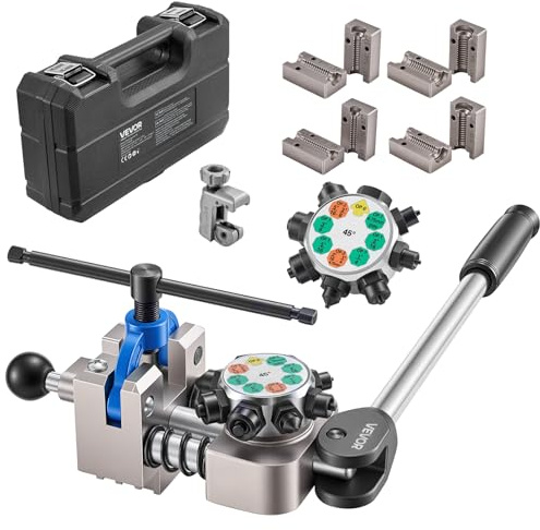 VEVOR Kit di Strumenti per Svasatura Tubi Freno, Kit Professionale di Strumenti per Svasatura Doppia a 45° per Tubi Sottili in Acciaio, Rame e Alluminio da 4,76 mm, 6,35 mm, 7,94 mm, 9,52 mm, Multiuso