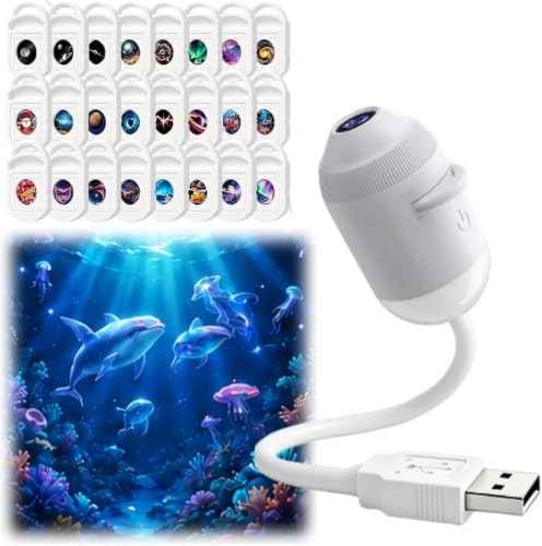 2-in-1 Galaxy Projector,USB Starry Sky Projector with Projection Films | Starry Planetarium Projectors, 360°Adjustable Portable LED Projectors Lamp for Bedroom Ceiling Car Room Decor-24 Films
