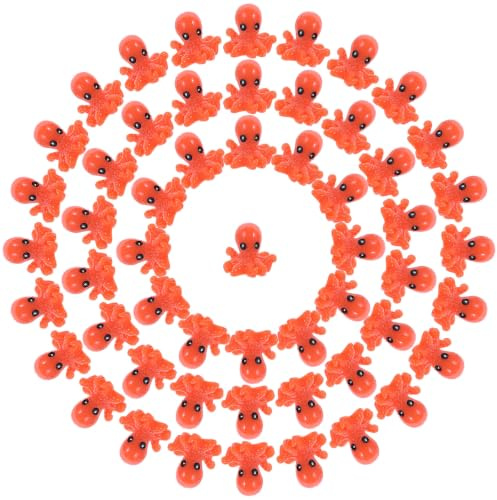 HEALSOPTHY 50 Unidades Figura de Octópodo en Resina Naranja para Mini Paisajes y Terrarios de Escritorio, Resistente la Humedad con Textura Realista para Decoración de Jardines en Miniatura