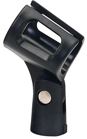 Pronomic Morsetto Microfono Neoprene Nero/Largo - Morsetto Microfono Elastico - Filettatura Di Montaggio In Ottone 5/8 - Adattatore Filettato 5/8 (esterno) a 3/8 (interno) - Nero