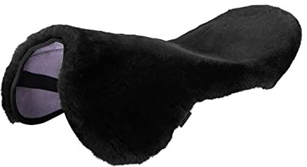 Werner Christ Horse Sattelsitzbezug Englisch aus echtem Lammfell für komfortabel gepolstertes Reiten, Gr. Warmblut für Pferde-Sattel 15,5-17,5, Fell in schwarz