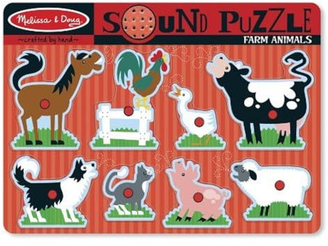Melissa & Doug 10726 Farm Animals Sound Puzzle | Puzzles | Wood | 2+ | Gift for Boy or Girl, Multicolor, 3 cm*2.8575 cm*2.06375 cm