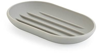 Umbra Touch Seifenschale, ovale Seifenablage mit Soft Touch Finish für Badezimmer und Küche, Grau, Medium