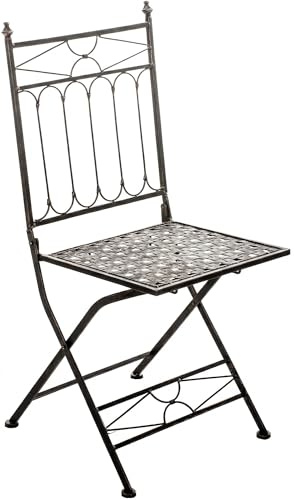 CLP Chaise Pliante Asina, Chaise de Jardin Gain de Place pour Exterieur, Style Art Nouveau Romantique avec Ornements, Facile a Ranger Couleur:Bronze
