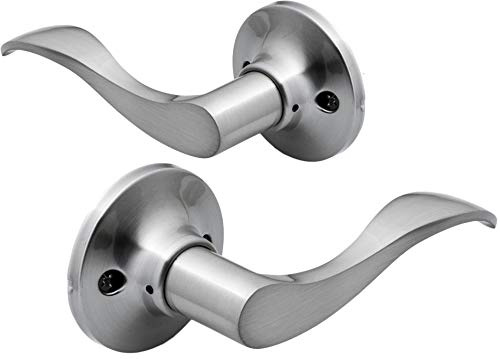 Berlin Modisch Dummy Lever Door Handle [Pack of Two] for Closets with a Satin Nickel Finish, Single Side, Non-Turning Pull Only Classic Series